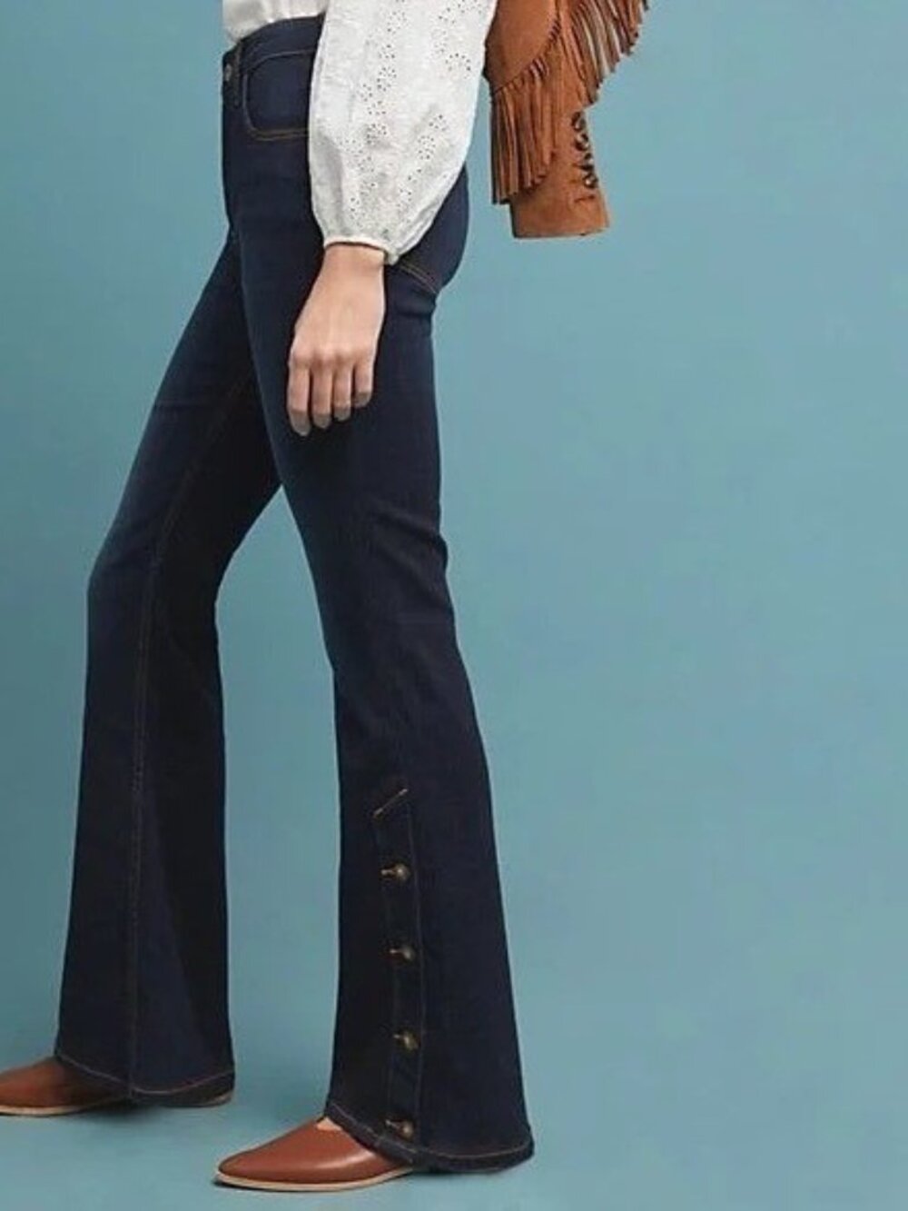 Pilcro High Rise Jeans with Side Button Detail - 32